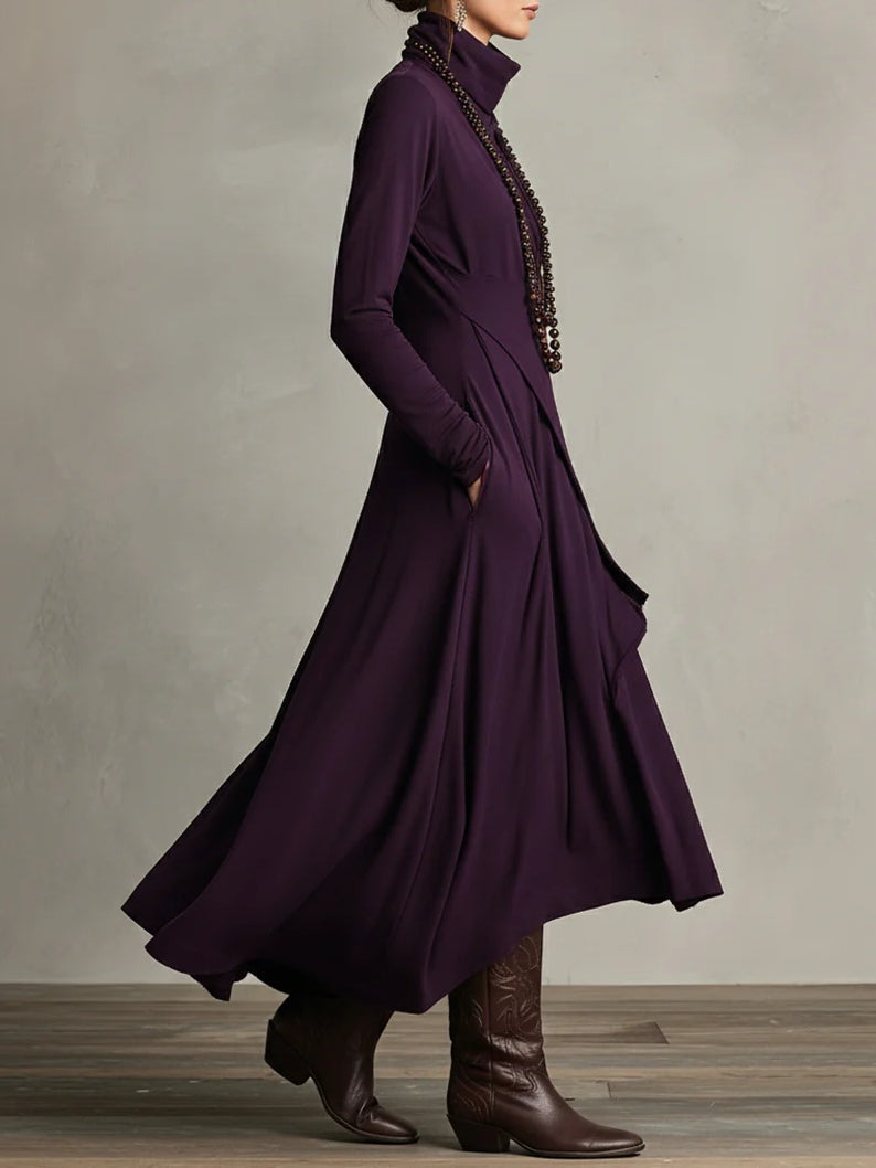 Celenora - Soft-Touch High-Collar Maxi Dress