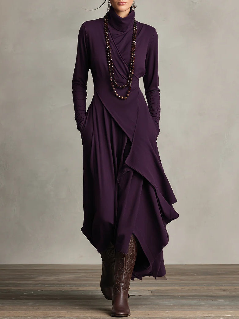 Celenora - Soft-Touch High-Collar Maxi Dress
