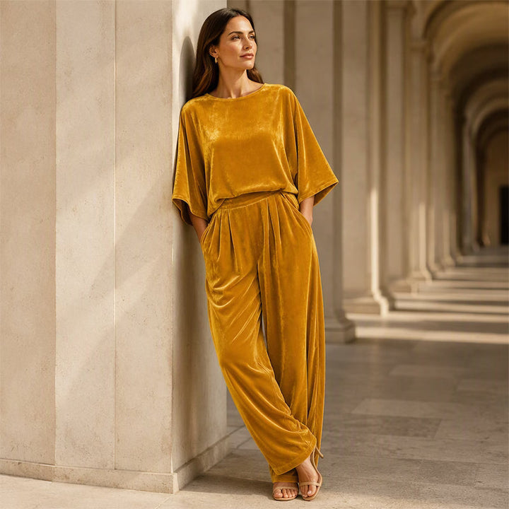 Ainhoa - Elegant Velvet Wide Leg Jumpsuit