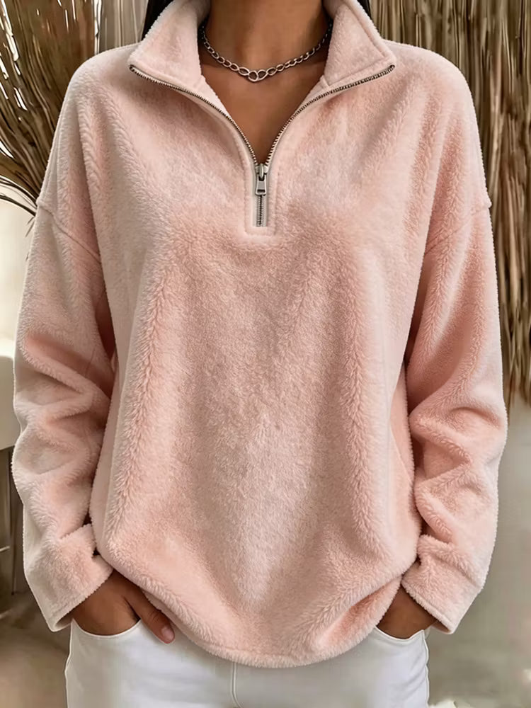 Tiana - Relaxed High Collar Fleece Sweatshirt