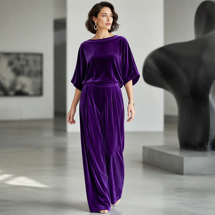 Ainhoa - Elegant Velvet Wide Leg Jumpsuit