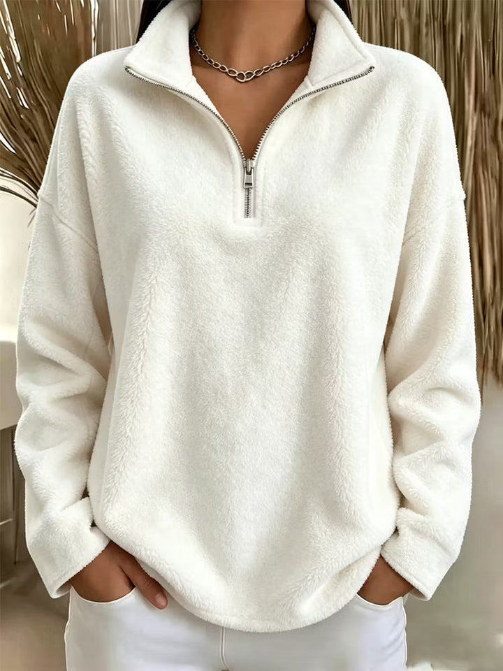 Tiana - Relaxed High Collar Fleece Sweatshirt