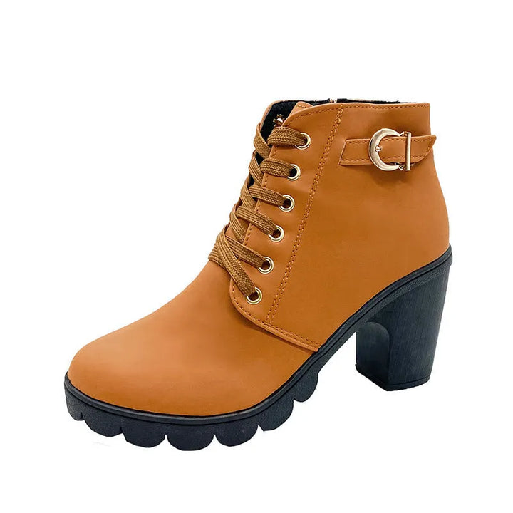 Mara - Plush-Lined Chunky Heel Boots