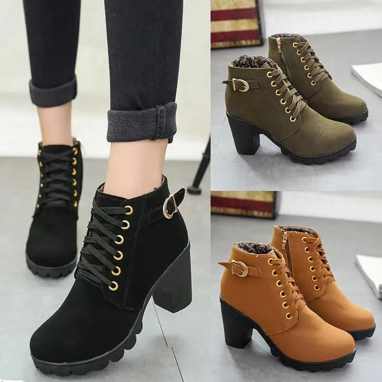 Mara - Plush-Lined Chunky Heel Boots