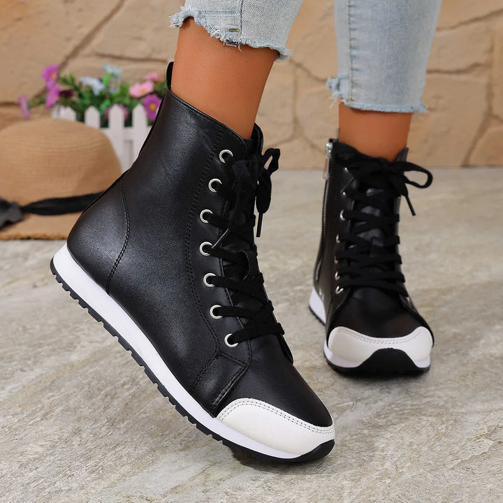 Deloriane - Casual Lace Up Ankle Boots