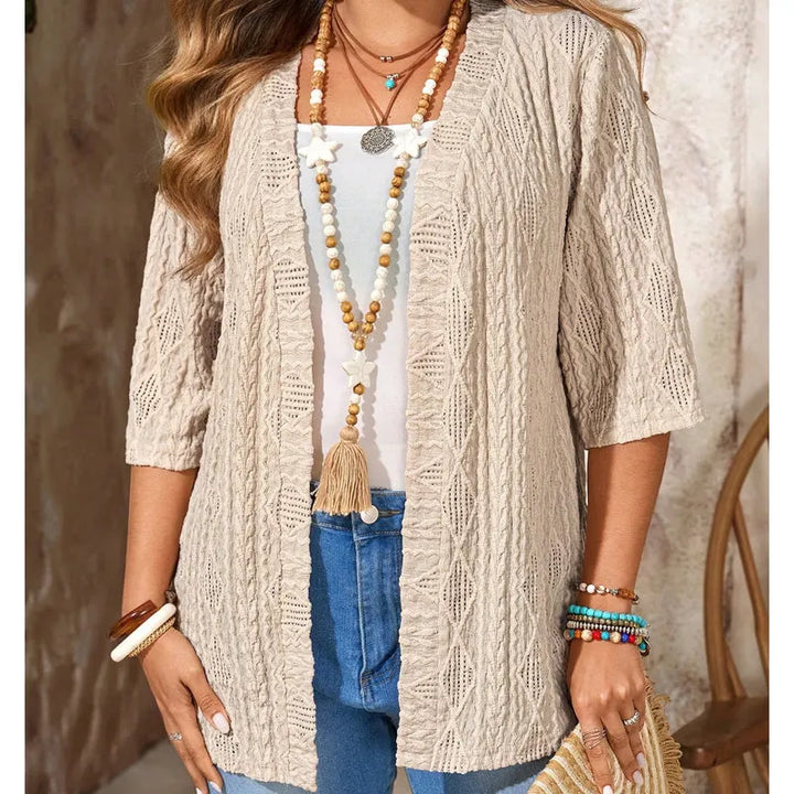 Delienne - Soft-Touch Pointelle Knit Cardigan