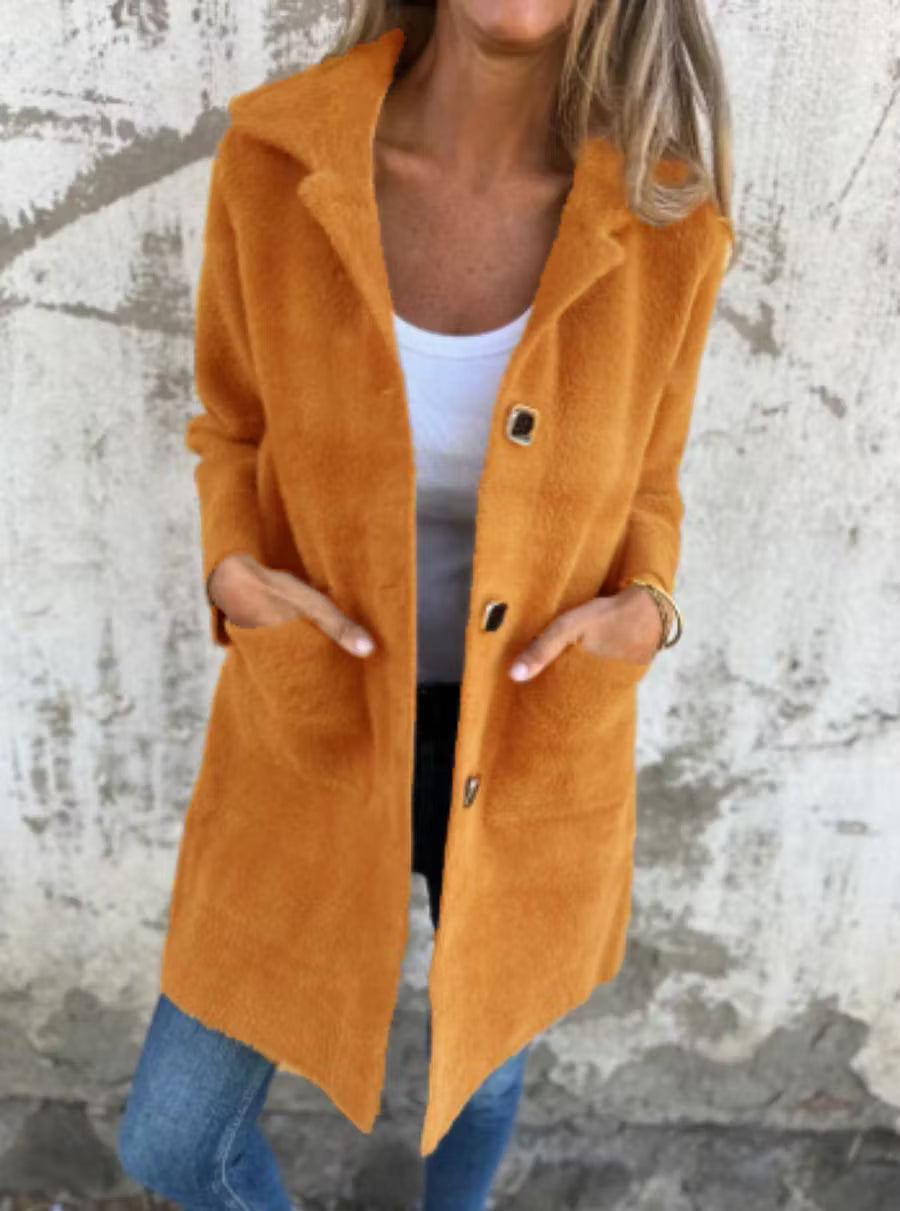 Fia - Soft Touch Button Front Longline Coat