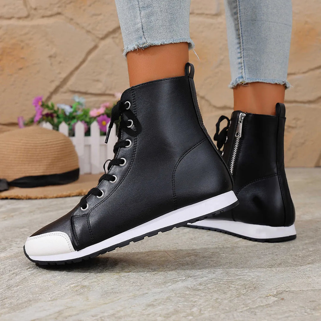 Deloriane - Casual Lace Up Ankle Boots