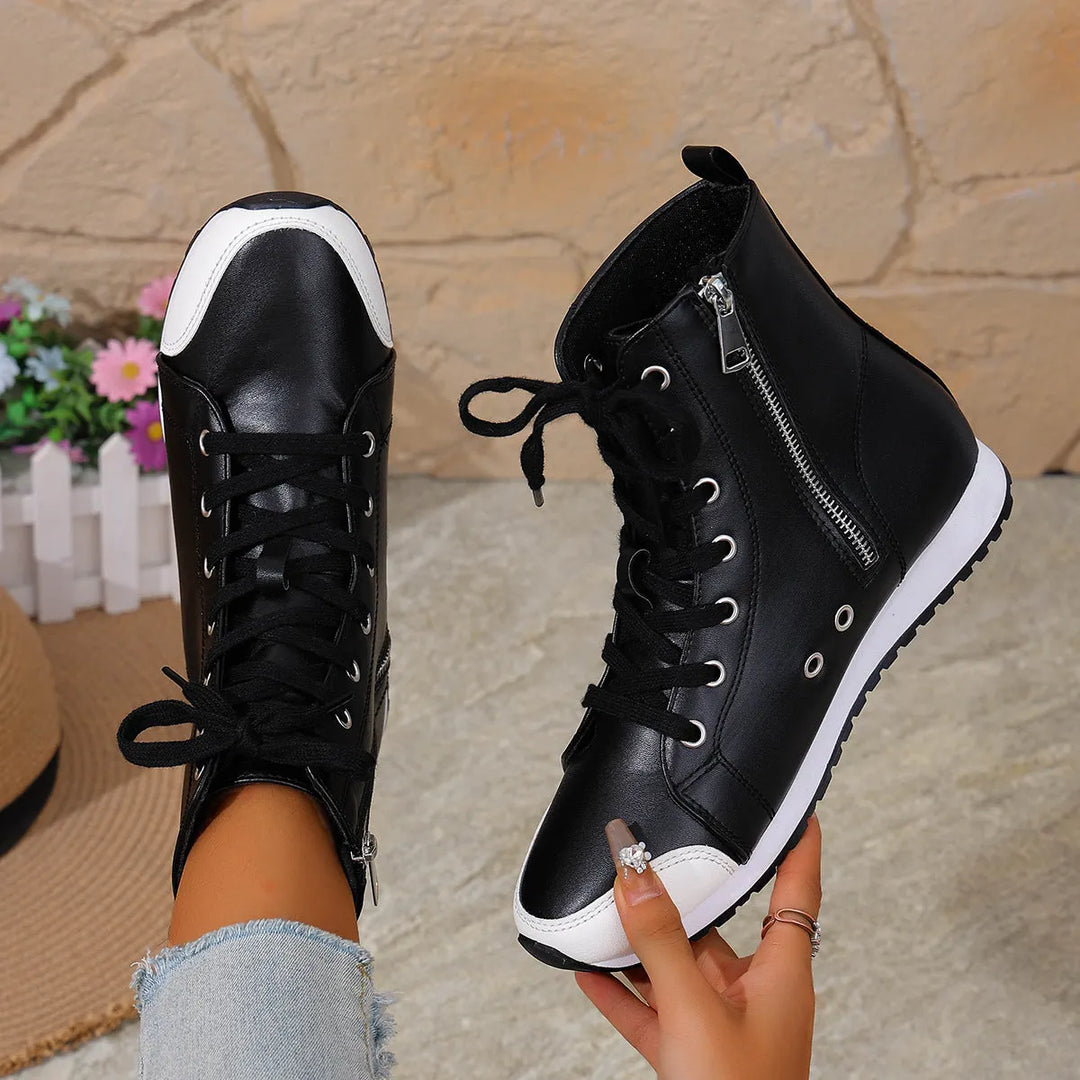 Deloriane - Casual Lace Up Ankle Boots