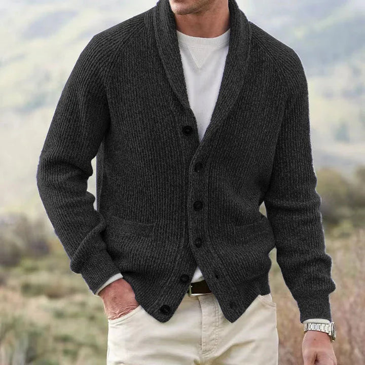 Bevan - Textured Shawl Collar Cardigan