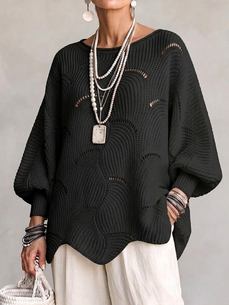 Coravina - Textured Open-Knit Sweater