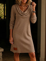 Avena - Ribbed Cowl Neck Dress