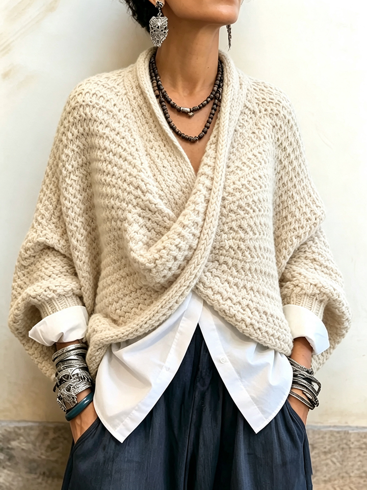 Orelle - Textured V-Neck Sweater