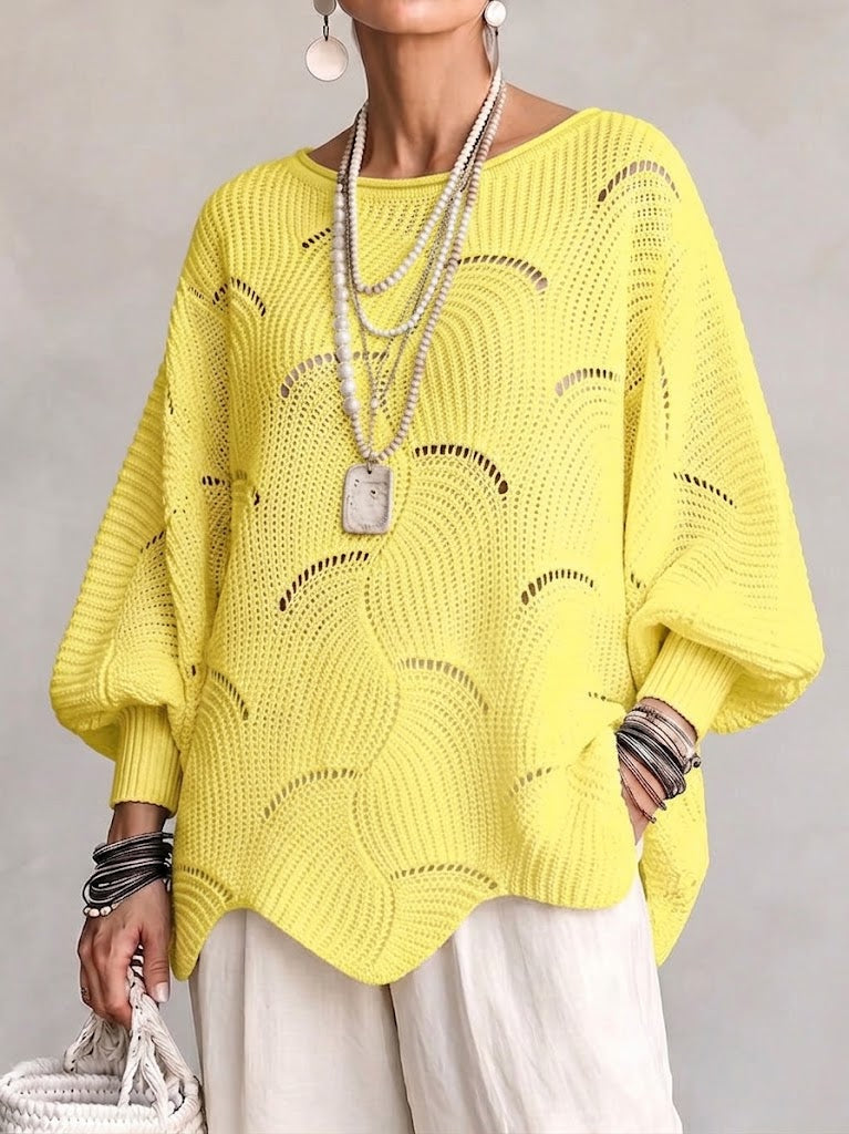 Coravina - Textured Open-Knit Sweater