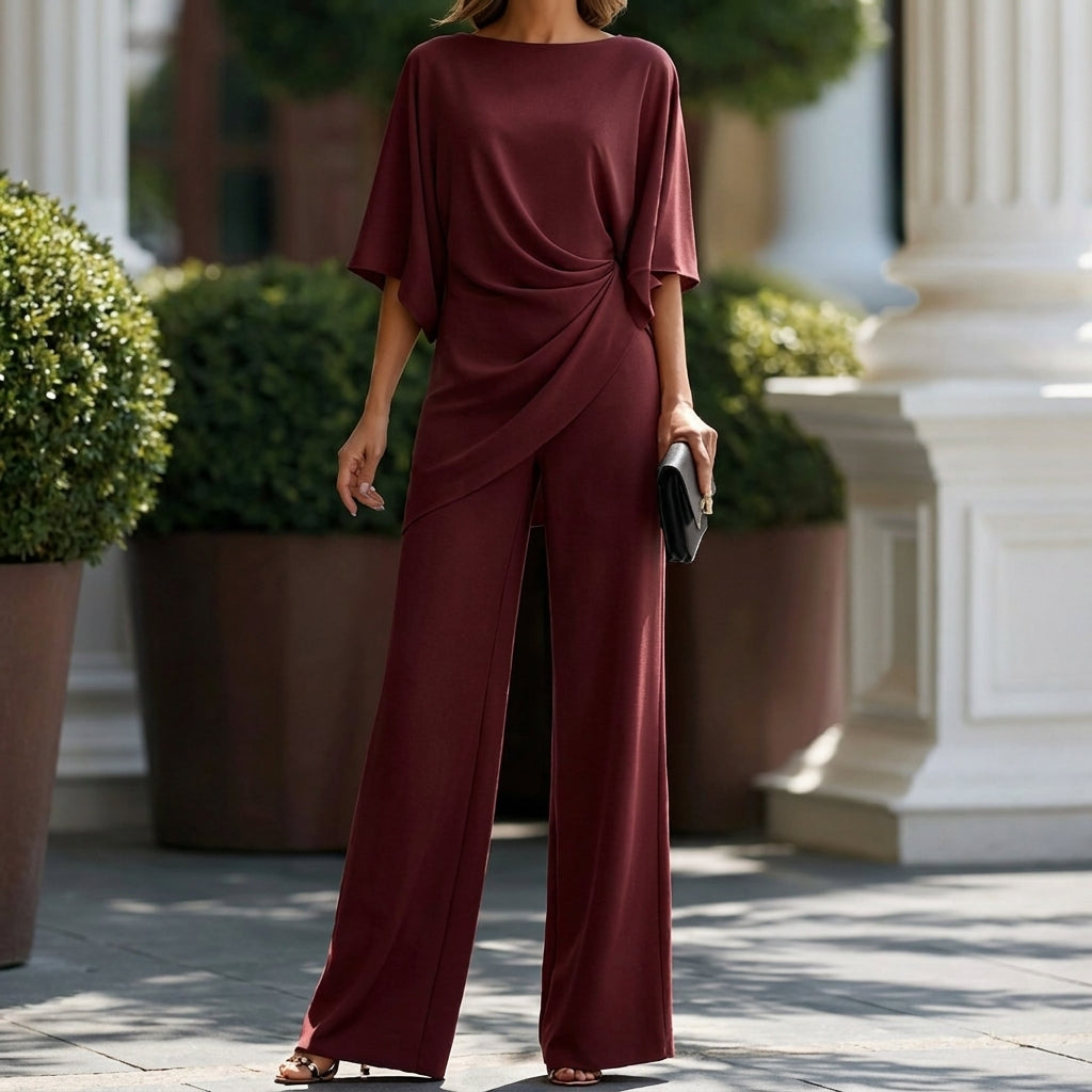 Liesa - Refined Cape-Sleeve Two-Piece Set