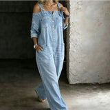 Neralyn - Washed Denim Pocket Jumpsuit