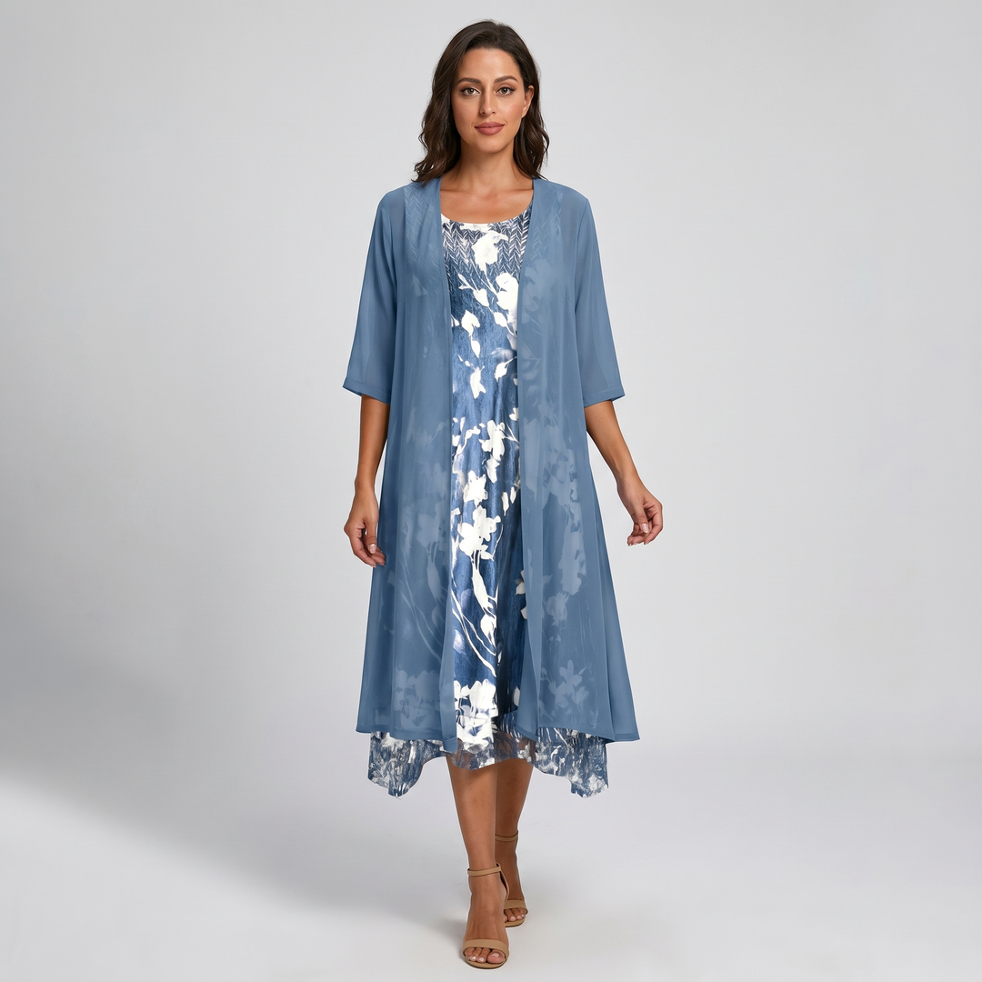 Delavelle - Elegant Layered Midi Dress Set